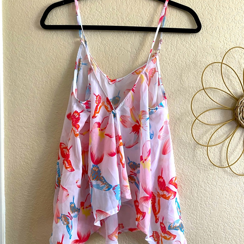 Cute butterfly floral strapy tank
